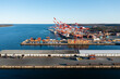© AmazingAerialAgency - Aerial view of Halifax Seaport with colorful shipping containers and cranes, Halifax City, Canada.