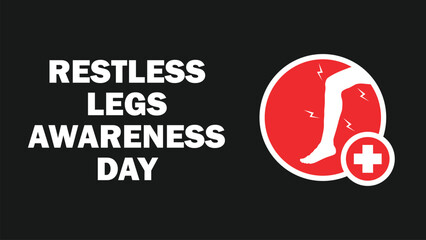 Wall Mural - Restless Legs Awareness Day vector banner design with geometric shapes and vibrant colors on a horizontal background.