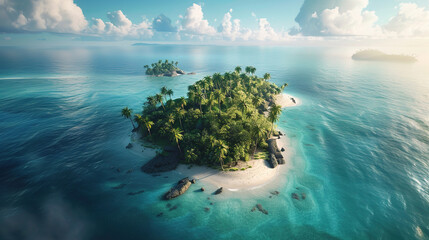 top view beautiful island in the blue sea  