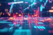 © taweesak - A vibrant stock market floor with traders analyzing glowing, 3D graphs that show future sales projections and business trends