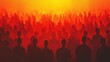 © Narongsag - Silhouettes of a Crowd in a Red and Orange Background