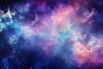 Wall Mural - A colorful cosmic nebula with stars in a vast space background.