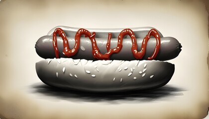 stylized hand-drawn hotdog icon in monochrome design