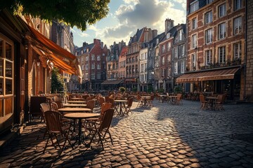 A modern cafe in an urban setting with a summer patio and a contemporary design.