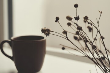 On a white background, dried grasses and seed pods look natural