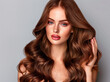 © Milla - Gorgeous young adult woman with beautiful natural long wavy red hair. Fashion make-up, clear fresh skin and curly hairstyle. Cosmetic, styling, shampoo, glance and hairdresser concept