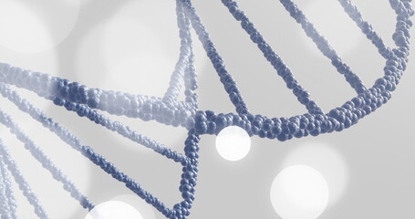 Poster - Image of dna strand and spots of light on grey background