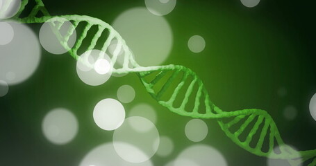 Poster - Image of dna strand and spots of light on dark background