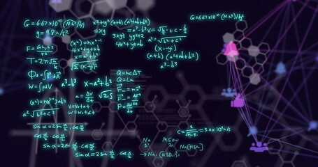 Wall Mural - image of scientific data processing over network of connections