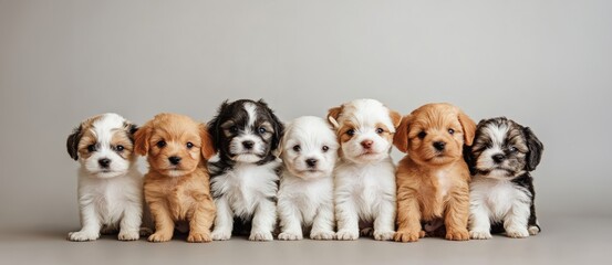 Poster - many cute puppies. pack of little happy puppies