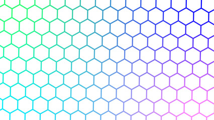 Poster - Seamless bright white abstract honeycomb background. White and multicolor hexagon honeycomb geometric copy space. 