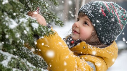 Wall Mural - A little girl that is standing in the snow