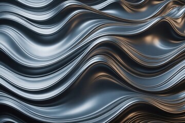 Wall Mural - abstract waves with a metallic sheen