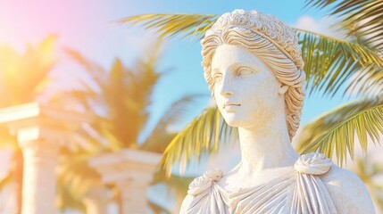 Ancient Greek Statue of a Woman in a Tropical Setting