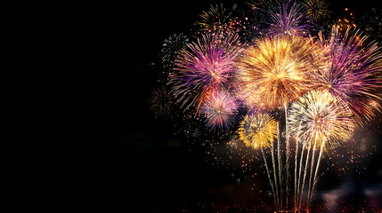 Vibrant Fireworks Display Illuminating the Night Sky with a Spectacular Show of Color and Light