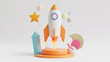 © kichigin19 - Start of a space rocket isolated on a white background, graphics, startup concept