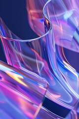 Poster - Abstract background of iridescent glass shapes with vibrant colors.