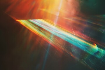 Wall Mural - blur rainbow light leaks on black background flare outdoors lighting.