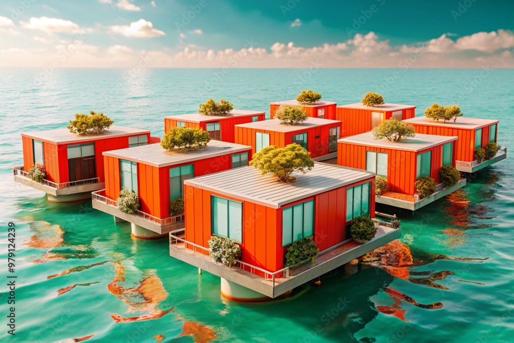 Floating Data Centers On The Ocean Showing Eco Friendly Designs And