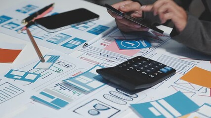Designers drawing website ux app development. User experience concept.