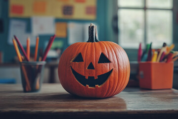 Wall Mural - Perfect seasonal themes pumpkins at Halloween event generative AI
