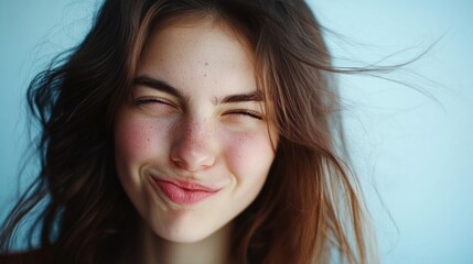 Wall Mural - Youthful Smile and Wind-swept Hair