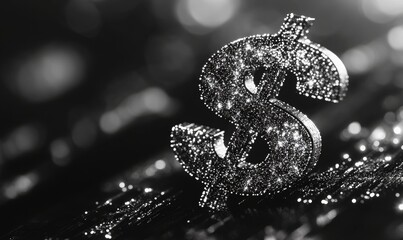 Wall Mural - money sign, black and white theme, minimum details.