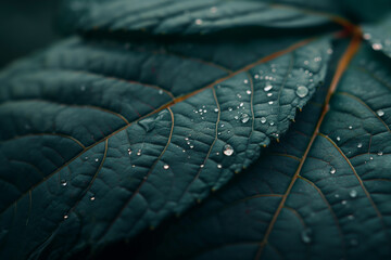 Macro shot of leaf with water drops