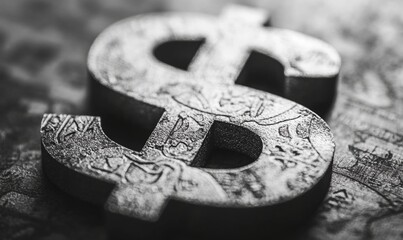 Wall Mural - money sign, black and white theme, minimum details.