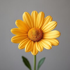 Wall Mural - A vibrant yellow flower with textured petals against a neutral background.