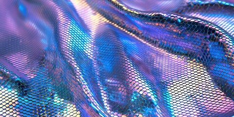 Poster - Iridescent blue fabric