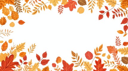 Sticker - Autumn Leaves Border Frame   Fall Foliage Background Design