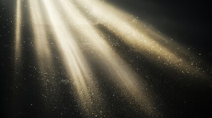 Wall Mural - Golden light beams on black