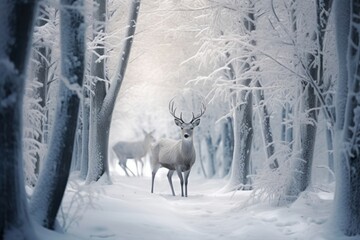 Poster - Snow forest wildlife outdoors nature.