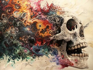 Poster - Cosmic Skull: A Surreal Journey Through the Universe