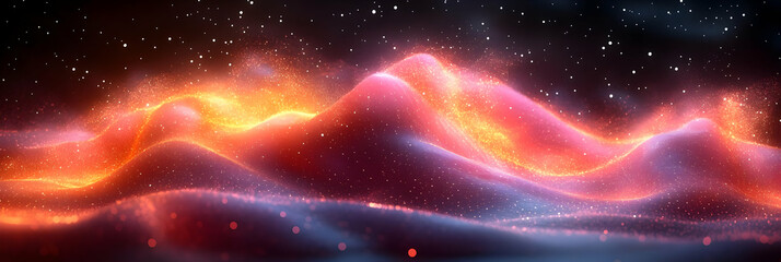 Wall Mural - Abstract Red and Orange Glowing Waves Background