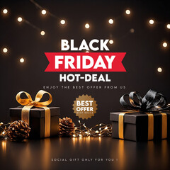 Black friday november event sale discount offer promotion shopping advertisement advertising gift card gift box special discount price flier paper shop business gold present black friday background