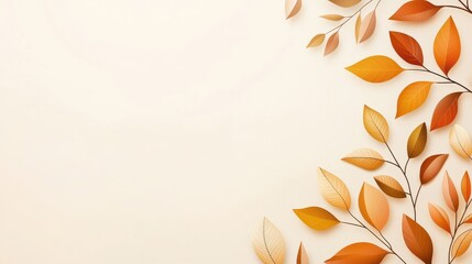 Sticker - Autumn Leaves Border on White Background