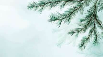 Wall Mural - Abstract pine branches with soft minimalist strokes on a smooth background