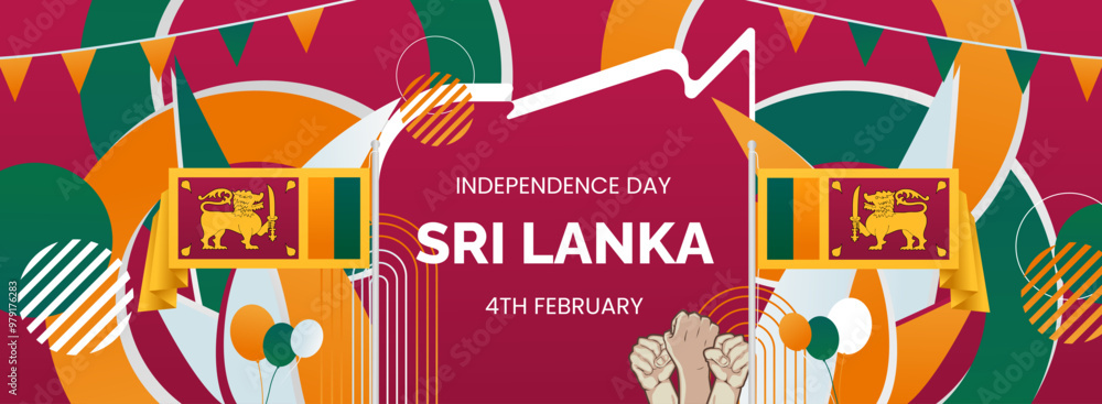 Sri Lanka Independence day banner. Latest horizontal poster with Sri ...