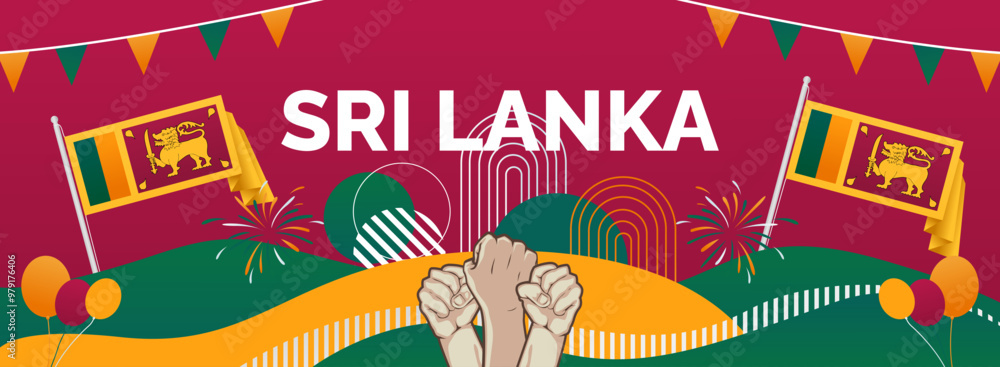 Sri Lanka Independence day banner. Latest horizontal poster with Sri ...
