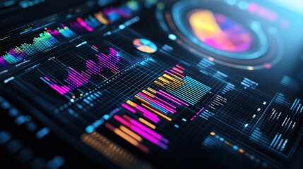 Abstract Technology Background with Digital Data and Graphs
