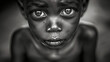 © kichigin19 - hunger in Africa, African child black and white portrait, food security problem