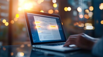 A person is typing on a laptop computer