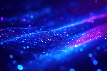 Digital abstract matrix background with blue and purple symbols.Streaming data, binary data moving on a digital road - Digital Code concept