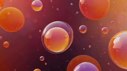 Abstract illustration of floating bubbles against a deep orange and pink backdrop