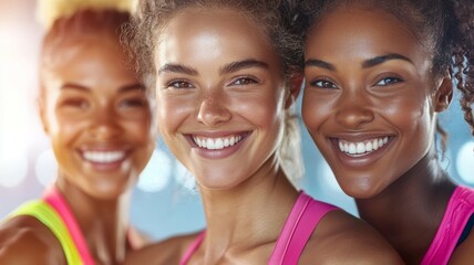 Canvas Print - Three women smiling for the camera