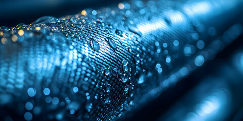 Wall Mural - Abstract Blue Background with Water Drops and Bokeh Texture