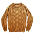 © nsit0108 - Brown cable knit sweater laying on a white background