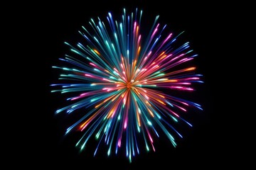 Sticker - Colorful firework fireworks night black background.